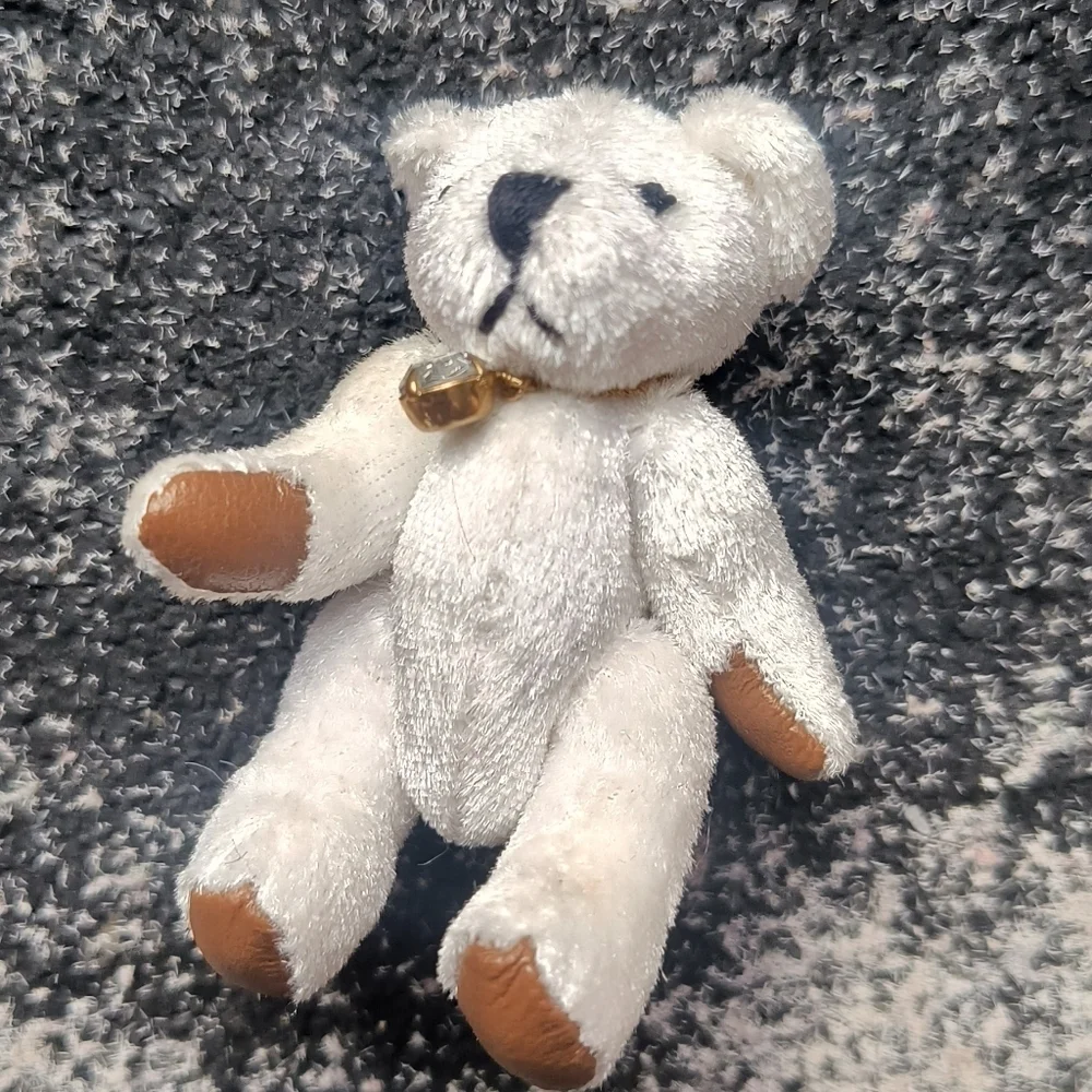Vintage Russ Berrie APRIL Clear Diamond Birthstone Mini Bear Of The Month 3